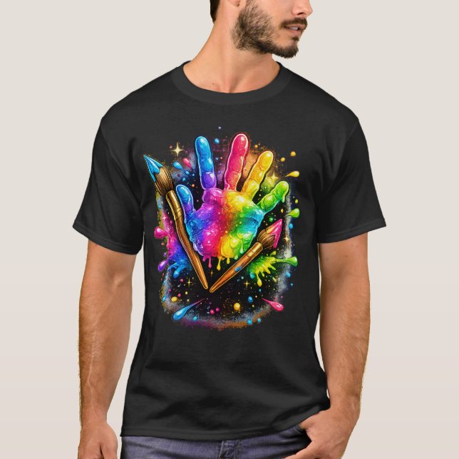 Künstler Maler Farbige Malerei T-Shirt (Vorderseite)