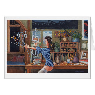 Künstler mit Perspektivmaschine