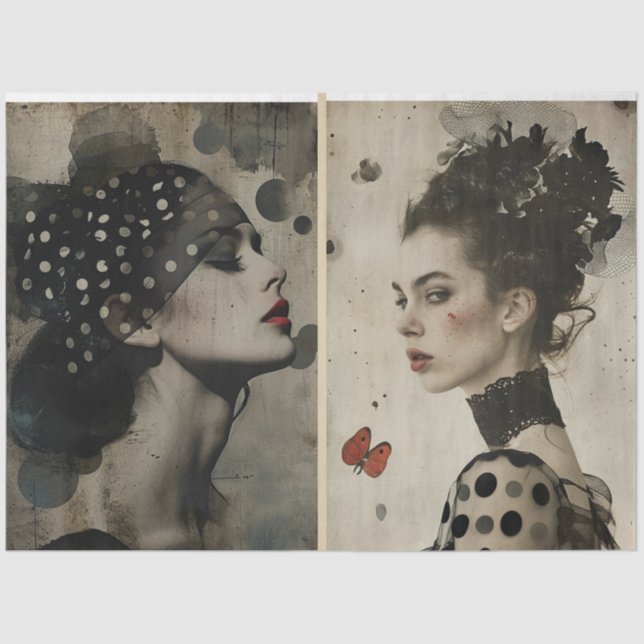 Künstler Mixed Media Schwarz-weiß Elfenbeinküste Seidenpapier (Vorderseite)