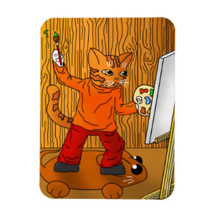 Künstler Painter Cat Magnet