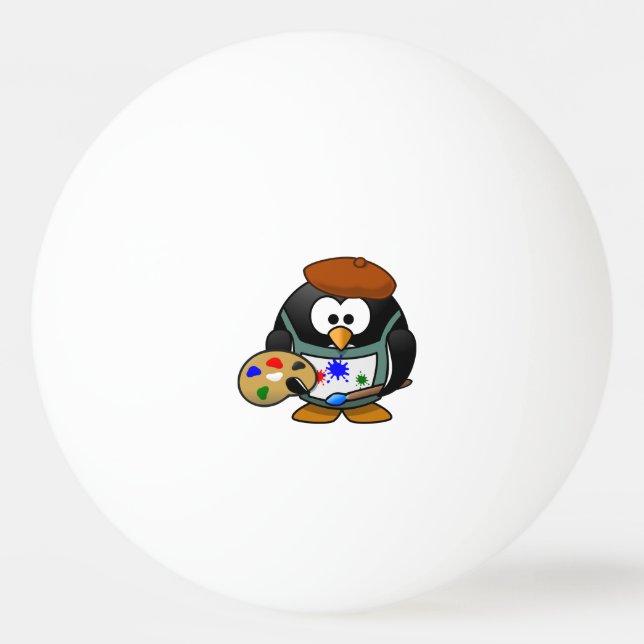 Künstler-Pinguin Tischtennisball (Vorderseite)