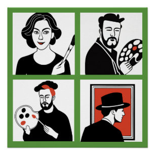 Künstler Quartett Glossy Poster