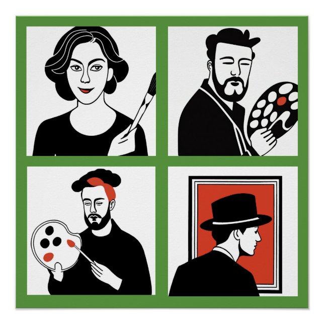 Künstler Quartett Glossy Poster (Vorderseite)