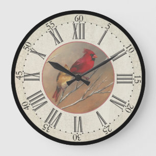 Künstler-Reihen-Uhr - Kardinals-Vogel-Uhr Große Wanduhr