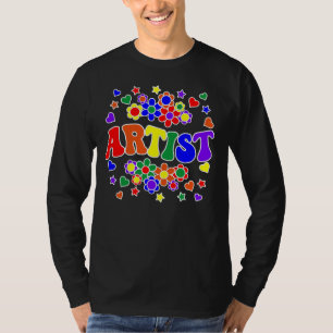 KÜNSTLER-Retro Groovy Vintage, Blumen, Herzen, Ste T-Shirt