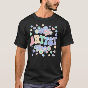 KÜNSTLER-Retro Groovy Vintage, Blumen, Herzen, Ste T-Shirt
