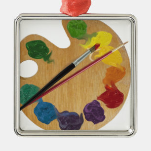 Künstler ` s Paletten-Farbrad Silbernes Ornament