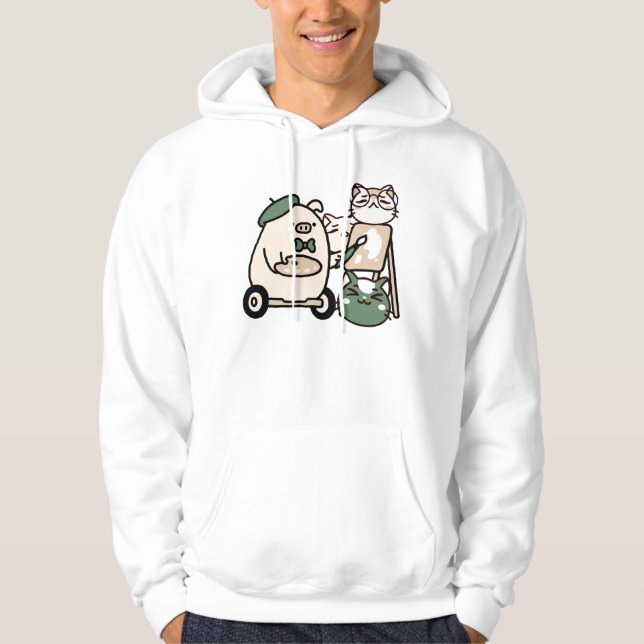 Künstler-Schwein malt mit improvisiertem Rollator Hoodie (Vorderseite)