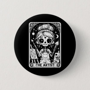 Künstler Tarotkarte Skelett Maler Kunstlehrer Witz Button