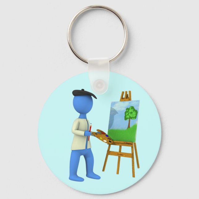 Künstler und Easel Schlüsselanhänger (Vorderseite)