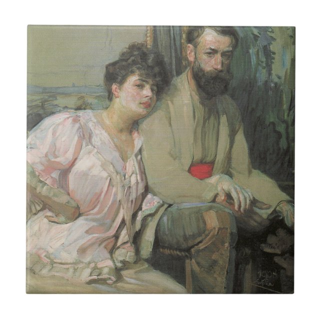 Künstler und Ehefrau (von Frantisek Kupka) Fliese (Vorderseite)