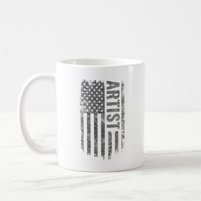 Künstler USA-Flagge Distressed-Design Kaffeetasse (Links)