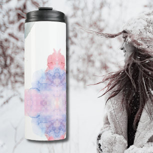 Künstlerblau und rosa Wasserfarbe Thermosbecher