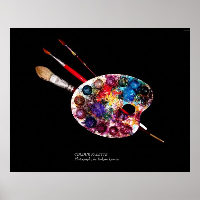 KÜNSTLERFARBPALETTE UND SCHWARZE BRUSCHE POSTER (Vorne)