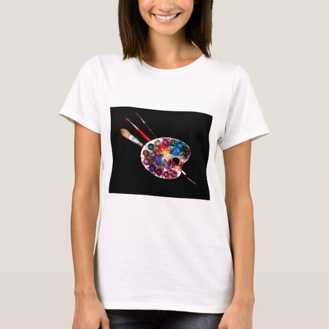 KÜNSTLERFARBPALETTE UND SCHWARZE BRUSCHE T-Shirt (Vorderseite)