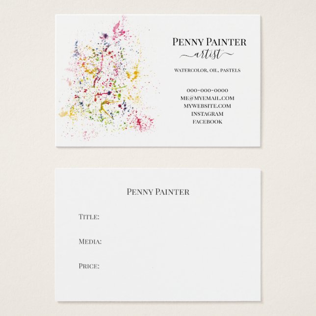 KÜNSTLERGESCHÄFT UND TITELKARTEN (Vorne & Hinten)