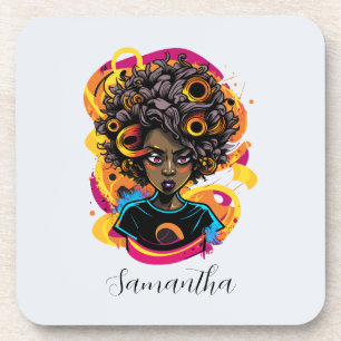 Künstlerin Afro Woman Getränkeuntersetzer