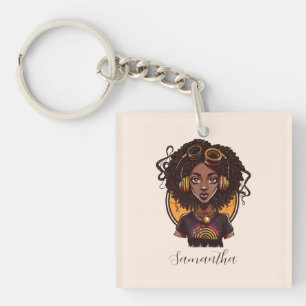 Künstlerin Afro Woman Schlüsselanhänger