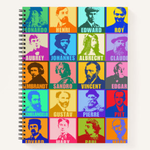 Künstlerin   Farbenfrohe Mod Pop Art Spiral Notebo Notizbuch