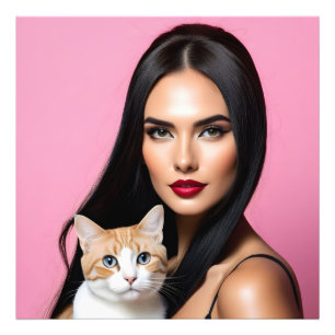 Künstlerin mit Katze Fotodruck