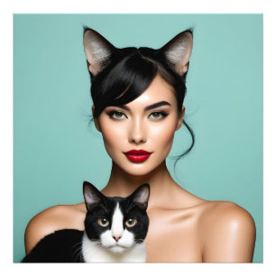 Künstlerin mit Katze Fotodruck