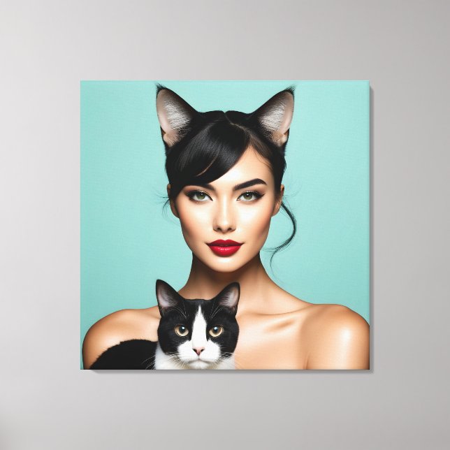 Künstlerin mit Katze Leinwanddruck (Vorderseite)