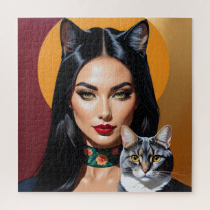 Künstlerin mit Katze Puzzle