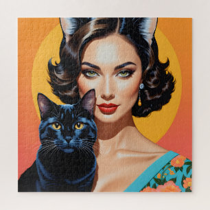 Künstlerin mit Katze Puzzle