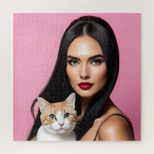 Künstlerin mit Katze Puzzle