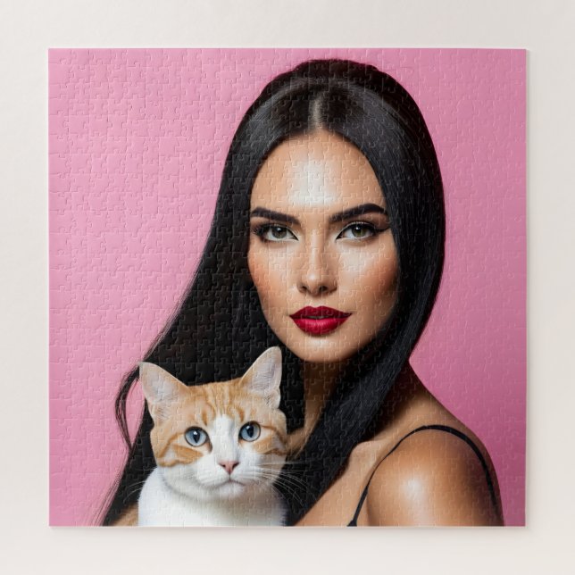 Künstlerin mit Katze Puzzle (Vertikal)