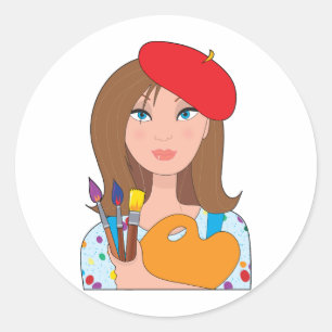 Künstlerin Runder Aufkleber
