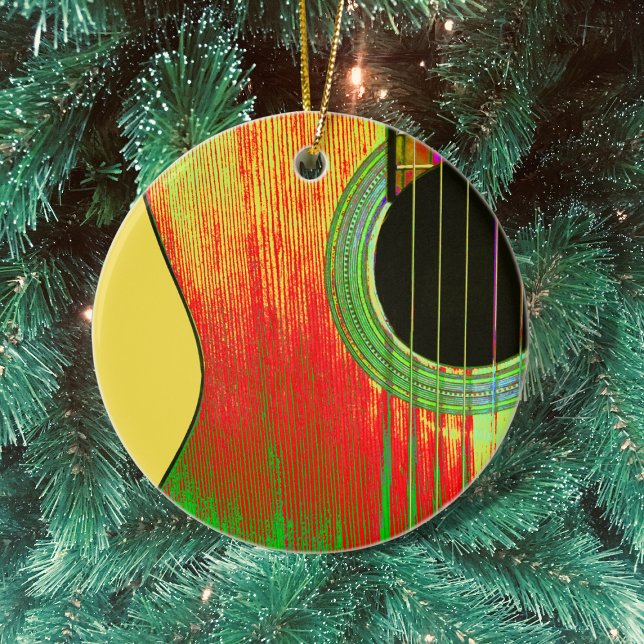 Künstlerisch-akustische Gitarre Weihnachtsdekorati Keramik Ornament (Von Creator hochgeladen)