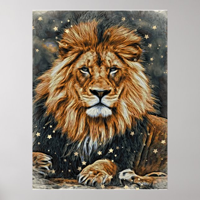 *~* Künstlerisch AP23 Artistic Celestial BOLD LION Poster (Vorne)