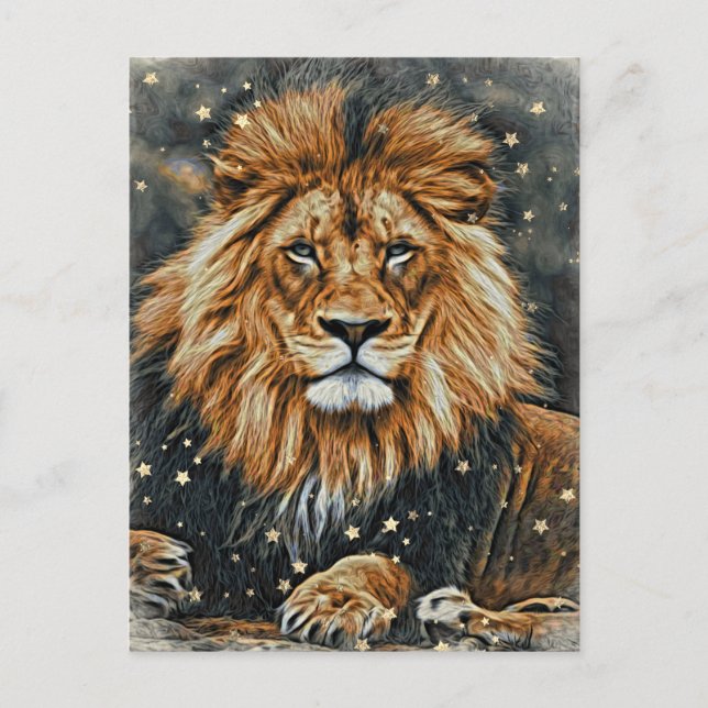 *~* Künstlerisch AP23 Artistic Celestial BOLD LION Postkarte (Vorderseite)