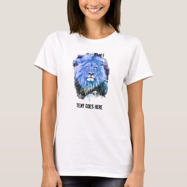 *~* Künstlerisch AP23 Blue Artistic LION Painting  T-Shirt (Vorderseite)