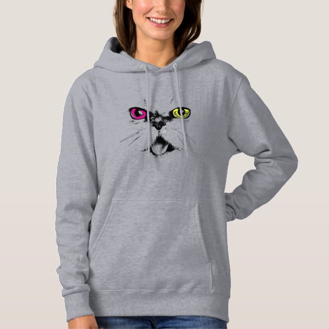 Künstlerisch bemalt Kitty Cat Hoodie (Vorderseite)