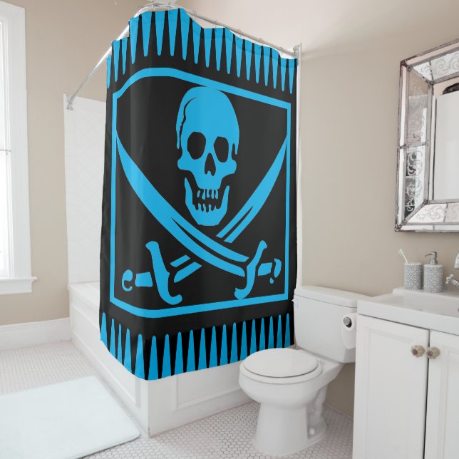 Künstlerisch Blue Pirate Skull Duschvorhang (Beispiel)