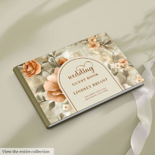 Künstlerisch Boho verbranntes Orange Beige Oliven  Gästebuch