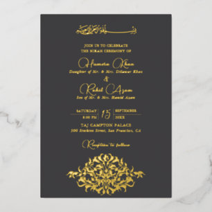 Künstlerisch Botanisch Floral Paisley Muslimische Folieneinladung