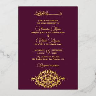 Künstlerisch Botanisch Floral Paisley Muslimische Folieneinladung