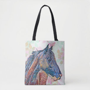 Künstlerisch buntes Pferd Vintage-Stil-Tasche