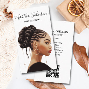 Künstlerisch Chic Afro American Braids Braiding QR Visitenkarte