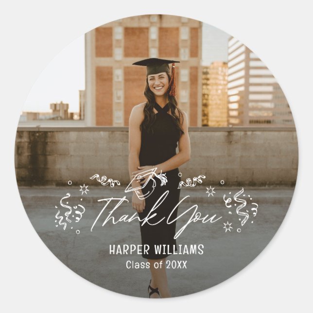 Künstlerisch Doodles Abschluss Danke, Stickers (Vorderseite)