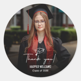 Künstlerisch Doodles Abschluss Vielen Dank Runder Aufkleber