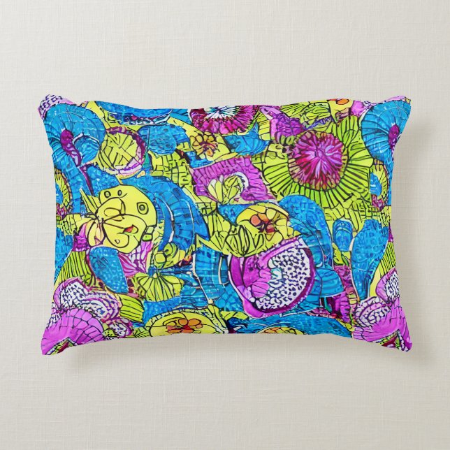 Künstlerisch farbenfroh niedlich glücklich abstrak dekokissen (Vorderseite)