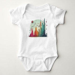 Künstlerisch farbenfrohe Kerzenschreiberkarte Baby Strampler
