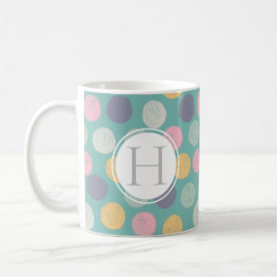 künstlerisch farbig pastellfarbene Polka dot monog Kaffeetasse