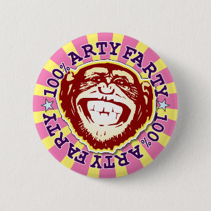 Künstlerisch Farty 100% Funny Funky Monkey Abzeich Button