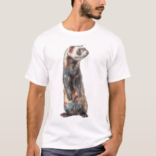 Künstlerisch Fell Stehendes Frettchen Wiesel Männe T-Shirt