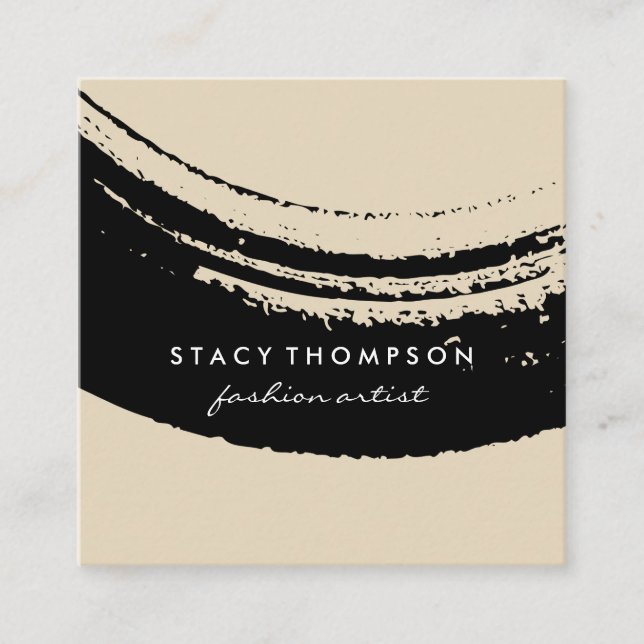 Künstlerisch gebürstetes Schwarz Quadratische Visitenkarte (Vorderseite)